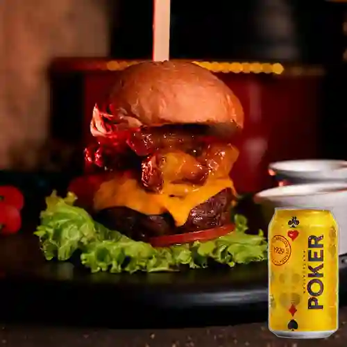 Combo Hamburguesa con Mermelada de Tocineta + Poker Lata 330ml