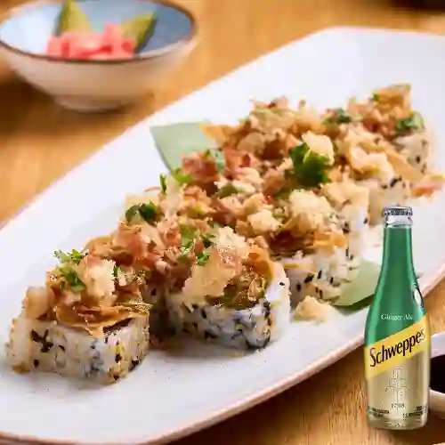 Sushi Cevichado Crunchy X10 +Schweppes Ginger Ale 300ml