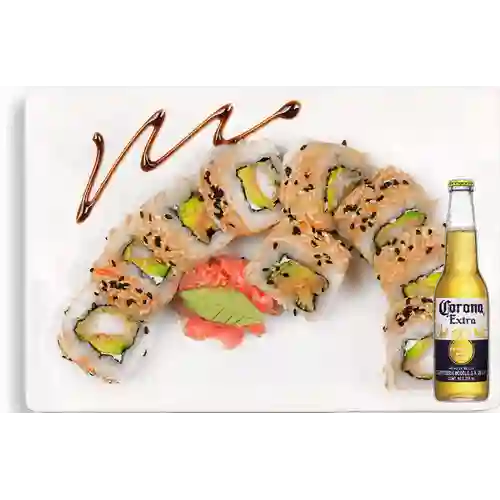 Combo Kamikaze Roll + Cerveza Corona Bot. 355ml