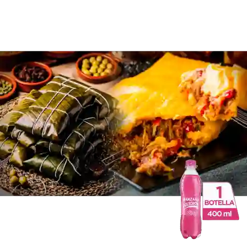 Combo Hallaca Venezolana + Postobón Manzana 400 ml