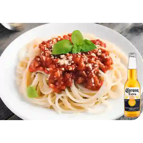 Combo Pasta Boloñesa + Corona 330 ml