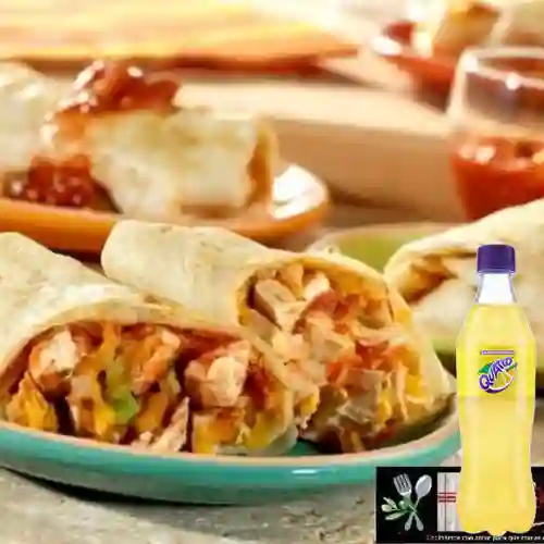 Combo Chimichanga Pollo y Champiñones + Quatro 400Ml