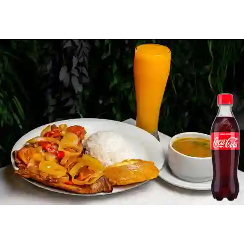 Combo Sobrebarriga a la Criolla + Cocacola Orig 400 ml