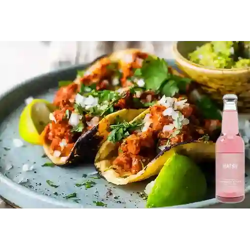 Combo Tacos Al Pastor + Hatsu Frambuesa Rosas 300 ml