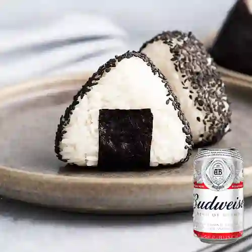 Combo Onigiri de Camarón + Budweiser 350 ml