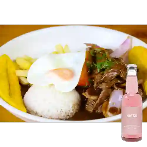 Lomo Saltado a Lo Pobre +Hatsu Frambuesa&Rosas 300ml