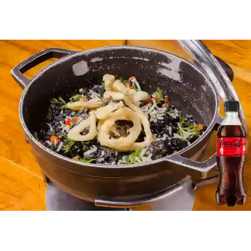 Combo Mariscos en Tinta Calamar +Cocacola S/az 400ml