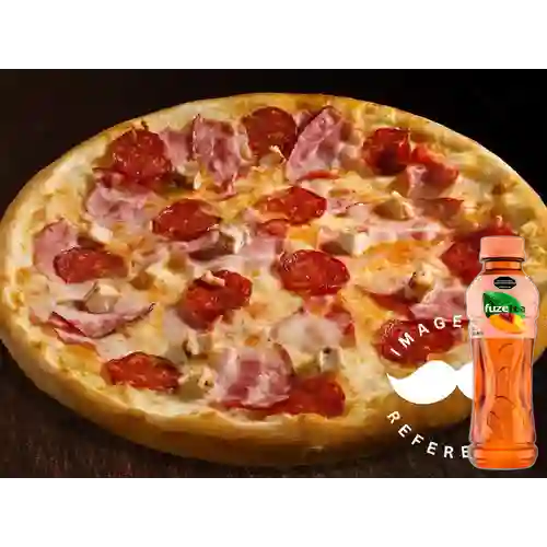 Combo Pizza de 4 Carnes + Fuze Tea Durazno 400ML