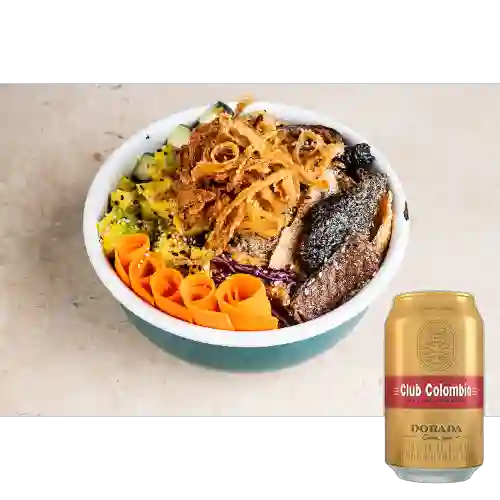 Combo Salmon Skin Bowl + Club col. Dorada Lta 330ml