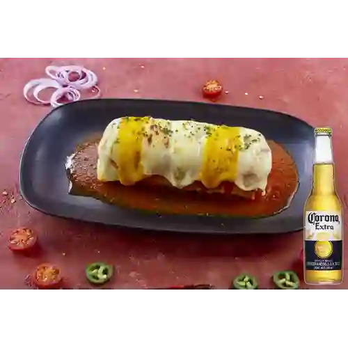 Combo Burrito Gratinado de Pollo + Corona Bot. 355ml