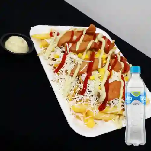 Combo Salchipapa Americana + Agua Brisa Sin Gas 600 ml
