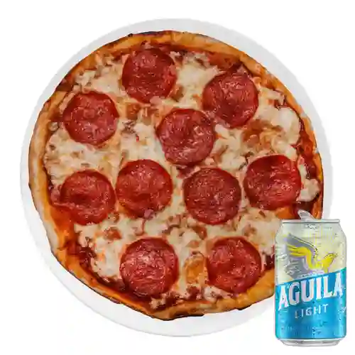 Combo Pizza Pepperoni + Cerveza Aguila Light Lta 330ml