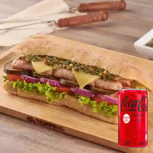 Combo Choripán Clásico + Coca Cola Sin Azúcar Lata 235 ml