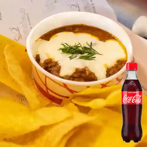 Combo Nachos Sencillos Chili c/ Carne +Cocacola 400Ml