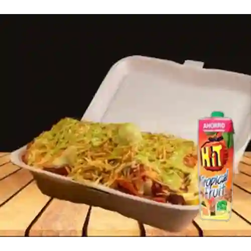 Combo F. Salchipapa para 2 Personas + Jugo Hit Caja 1l