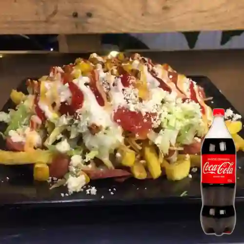 Combo Salchipapa Solo Chorizo + Coca Cola 1.5 ml
