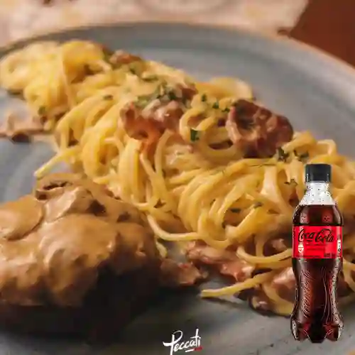 Combo Filet Mignon Carbonara +Cocacola S/az 400ml