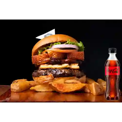 Hamburguesa Tribu la Chanchita +Cocacola ZERO 400ml