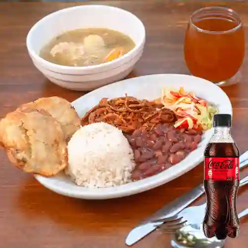 Combo Carne Desmechada + Coca Cola Sin Azúcar 400 ml