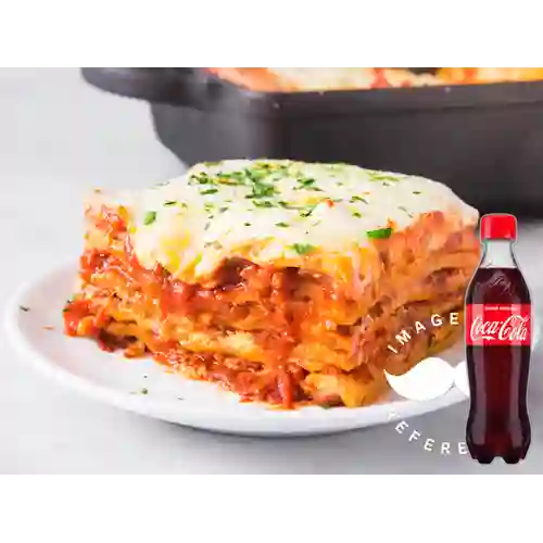 Lasaña a la Boloñesa c/ Pollo +Cocacola Org 400ml