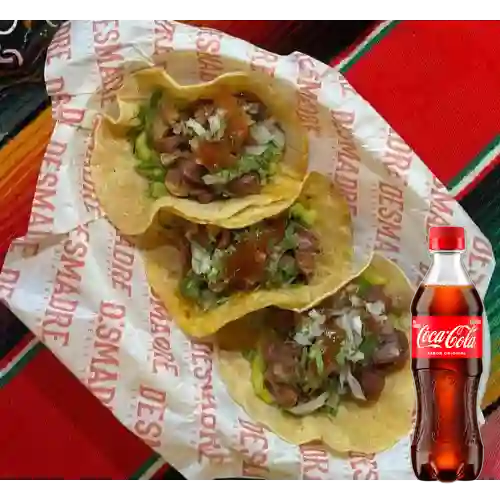 Combo Tacos de Chicharrón X 3 Und +Cocacola Orig 400ml