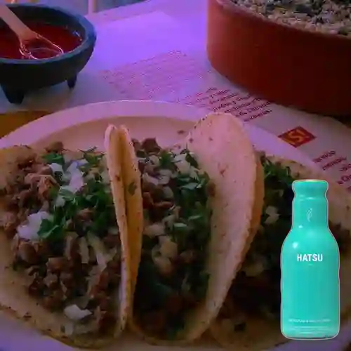 Combo Tacos de Arrachera + Hatsu Azul 400 ml