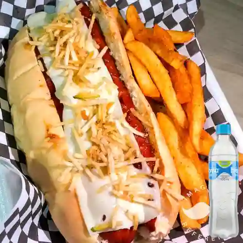 Combo Choriperro + Agua Brisa Sin Gas 600 ml