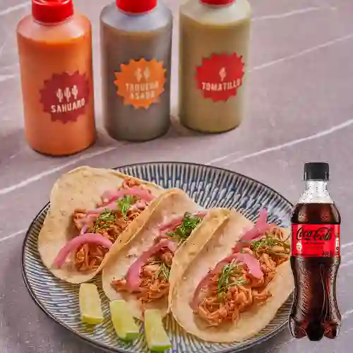 Taco Cochinita Pibil x3 Unidades +CocaCola S/az 400ml