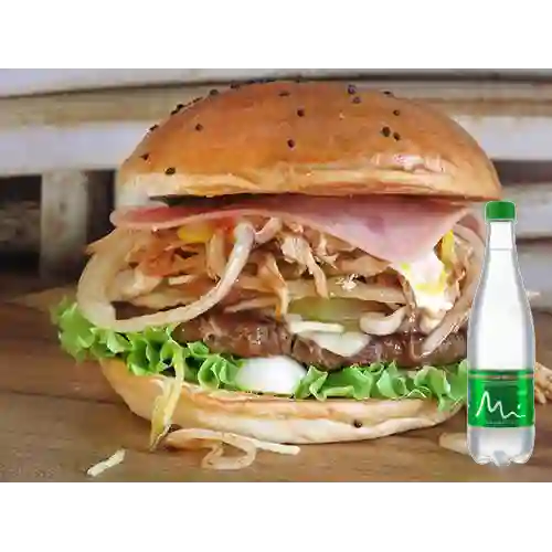 Combo Hamburguesa Andariego + Manantial con Gas 600ML