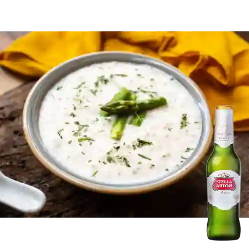Combo Sopa Cangrejo y Espárragos + Stella Artois 330ml