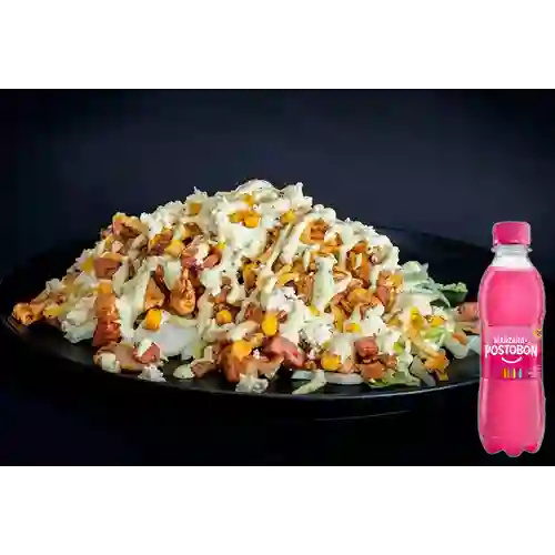 Salchipapa Super Especial +Postobón Manzana 250ml