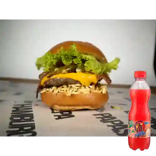 Combo Hamburguesa Sencilla + Hit Tropical 500 ml