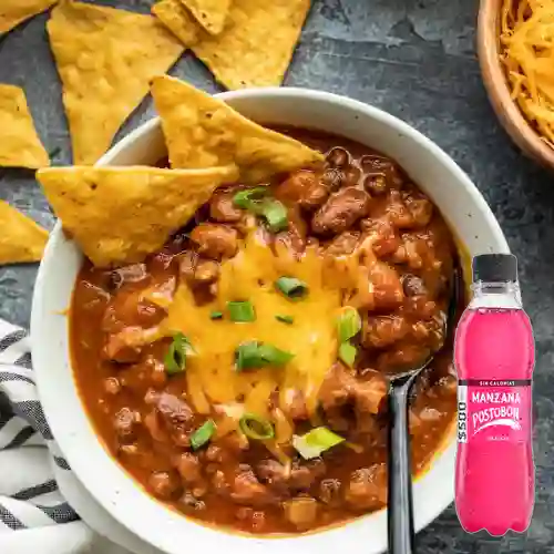Combo Chili c/ Carne +Postobón Manzana S/az 400ml