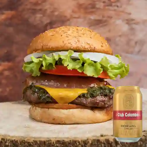 Combo Hamburguesa Ranchera + Club Col. Dorada Lata 330ml