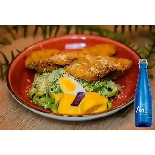 Fetuccini Al Pesto c/ Milanesa +Manantial S/gas 300m