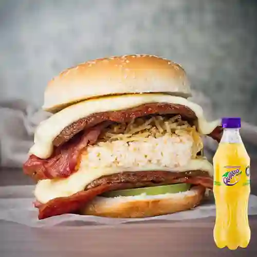 Combo Hamburguesa Súper Doble + Quatro Original 400ML