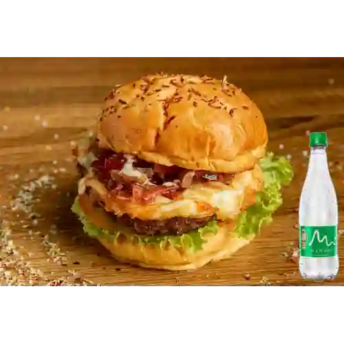 Combo Hamburguesa la Salvaje +Manantial C/gas 600ml