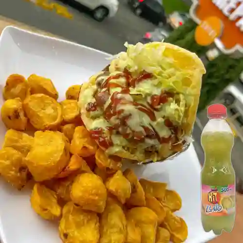 Combo Arepa Burger de la Casa + Hit Lulo 500 ml