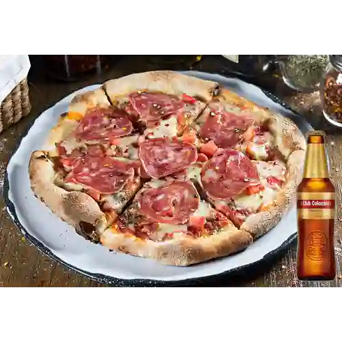 Combo Pizza Diavola + Club col. Dorada Bot. 330ml