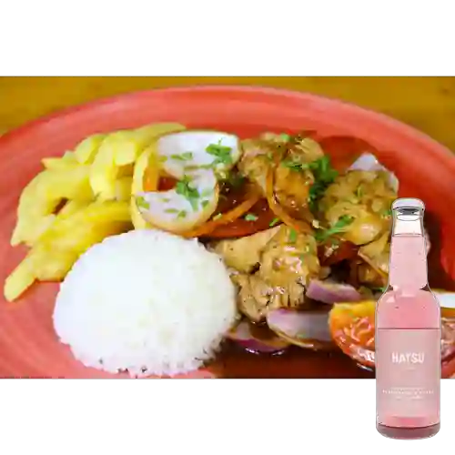 Combo Pollo Saltado +Hatsu Frambuesa&Rosas 300ml