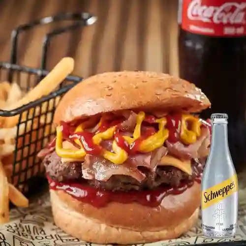 Combo Hamburguesa Bacon + Schweppes Soda 300ml