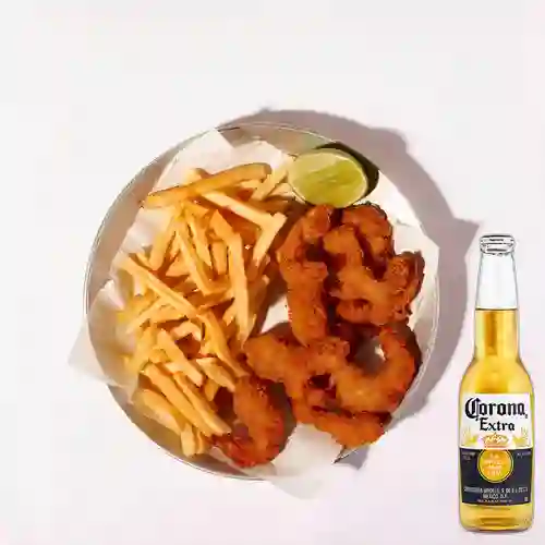 Combo Camarones Cripsy c/ Papas Fritas +Corona 355ml