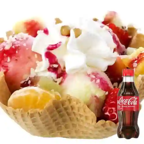 Combo Concha con Helado y Frutas + Coca Cola 250 ml