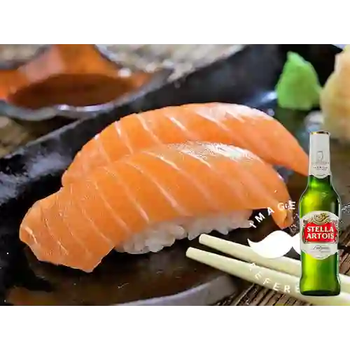 Combo Nigiri de Salmón + Stella Artois 355 ml
