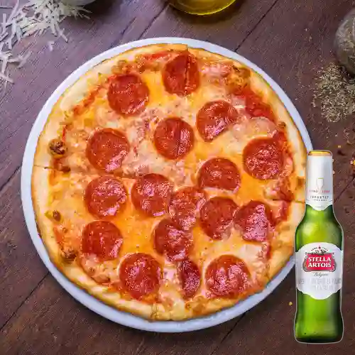 Combo Pizza Pepperoni + Stella Artois Bot. 330ml