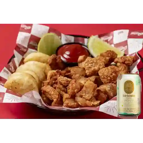 Combo Chicharrón el Social + Club Colombia Dorada 330ml