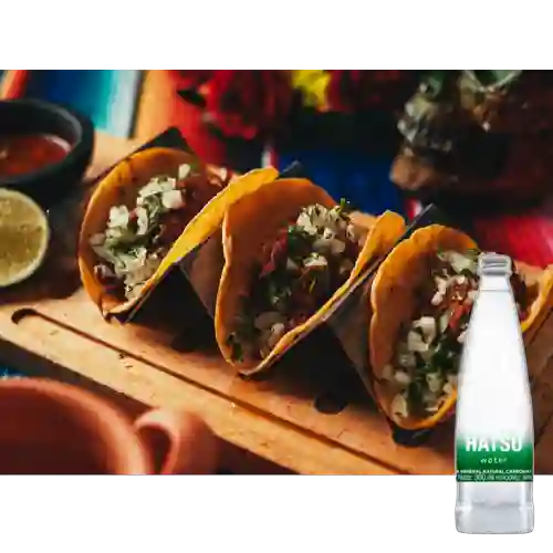 Combo Tacos de Birrias + Agua Hatsu con Gas 300 ml