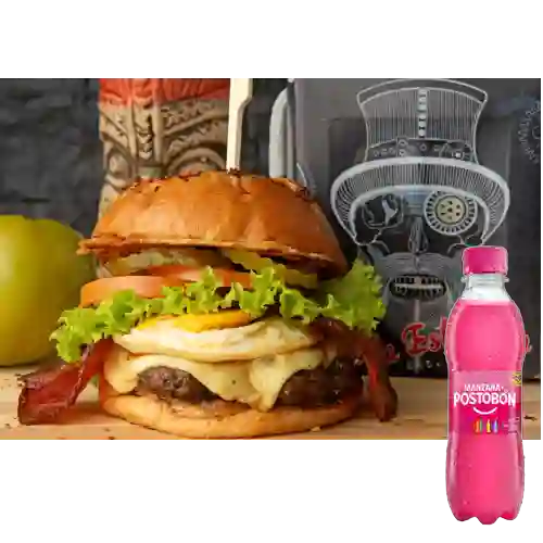 Combo Hamburguesa la Estación +Postobón Manzana 250ml