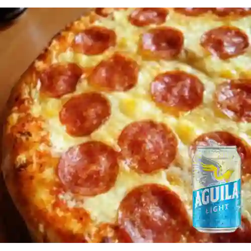 Combo Pizza Pepperoni + Cerveza Aguila Light Lta 330ml