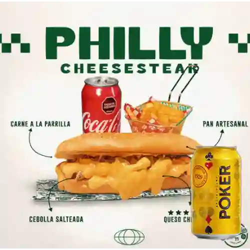 Combo Don Philly Cheesesteak + Cerveza Poker Lta 330ml